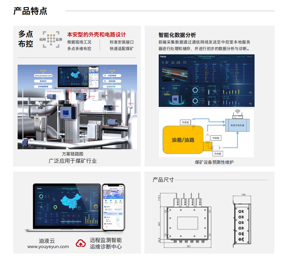 YHC12系列礦用本安型傳感器數據采集終端-分布式在線油液監測系統解決方案圖1